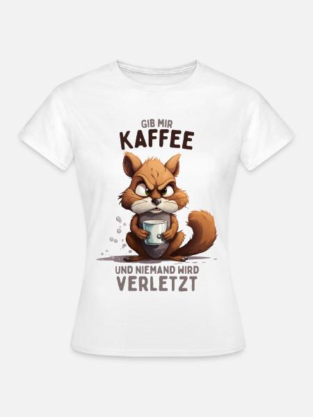 Wütendes Eichhörnchen mit Kaffee - Frauen T-Shirt - Weiß