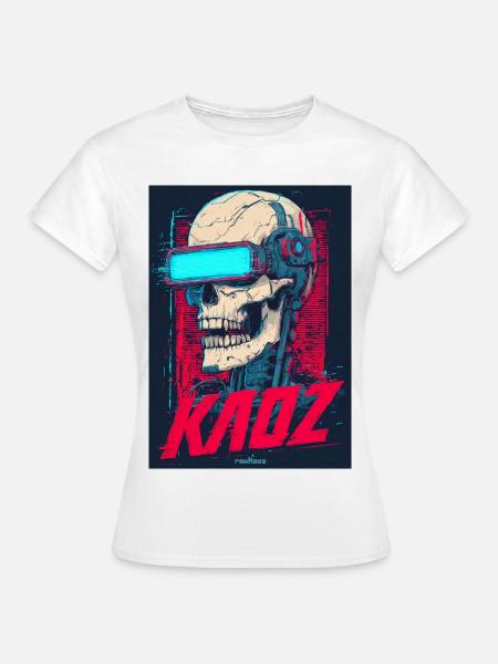 Kaoz Cyber Skull VR Neon - Frauen T-Shirt - Weiß
