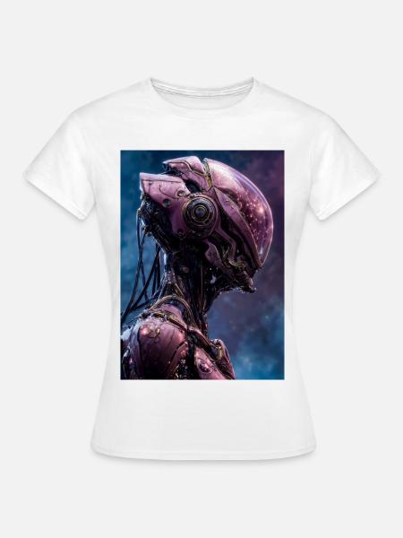 Rosa Neon-Mech-Porträt - Frauen T-Shirt - Weiß