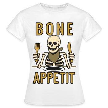 Appetit en os - Halloween 2025 - T-shirt Femme - blanc - Devant - AI Model Female 172 dark (172cm)