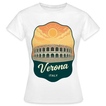 Verona Roman Arena Vintage Reiseabzeichen - Frauen T-Shirt - Weiß - Vorne - AI Model Female 172 dark (172cm)