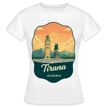 Insigne de voyage vintage de la place Skanderbeg de Tirana - T-shirt Femme - blanc - Devant - AI Model Female 172 dark (172cm)