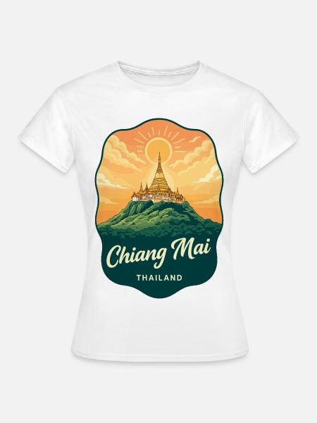 Chiang Mai Doi Suthep Retro-Reiseabzeichen - Frauen T-Shirt - Weiß