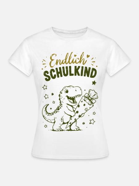 Endlich Schulkind Dino Stift - Frauen T-Shirt - Weiß