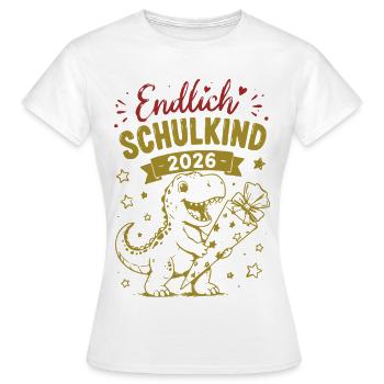 Endlich Schulkind 2026 Dino - Frauen T-Shirt - Weiß - Vorne - AI Model Female 172 dark (172cm)
