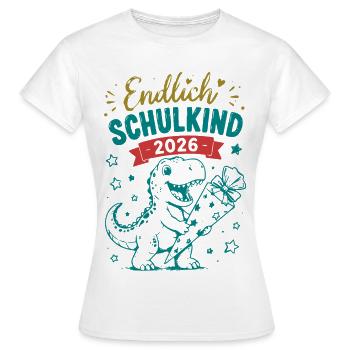 Endlich Schulkind 2026 Dino - Frauen T-Shirt - Weiß - Vorne - AI Model Female 172 dark (172cm)