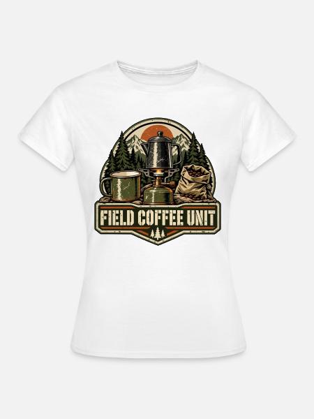 Field Coffee Unit – Retro-Campingkaffee - Frauen T-Shirt - Weiß