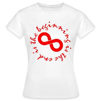The beginning is the end - red - Women's T-Shirt - white - Front - AI Model Female 172 dark (172cm)