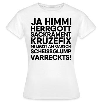 bayern himmi herrgott sackrament kruzefix t-shirt - Frauen T-Shirt - Weiß - Vorne - AI Model Female 172 dark (172cm)