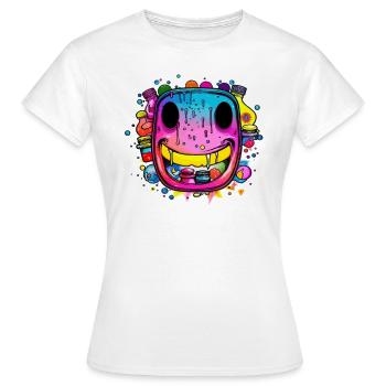 Funny Party Rave Face EDM Music Festival - T-shirt Femme - blanc - Devant - AI Model Female 172 dark (172cm)