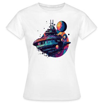 Parcourez le monde Arty Spaceship Captain - T-shirt Femme - blanc - Devant - AI Model Female 172 dark (172cm)
