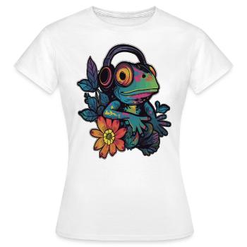 Flora Frog DJ EDM Festival Rave - T-shirt Femme - blanc - Devant - AI Model Female 172 dark (172cm)