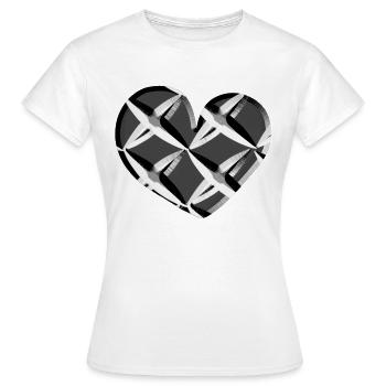 grey heart net pattern caught - Women's T-Shirt - white - Front - AI Model Female 172 dark (172cm)