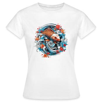 Koi Poisson Koï Carpe Koi Jardin Koi Étang Koi - T-shirt Femme - blanc - Devant - AI Model Female 172 dark (172cm)