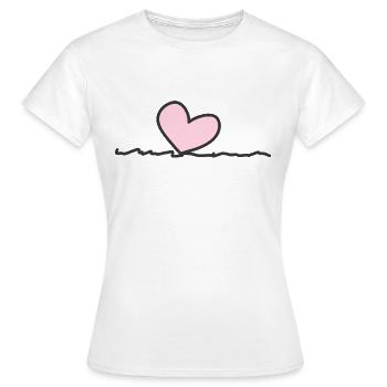 rosa Herz Linie - Frauen T-Shirt - Weiß - Vorne - AI Model Female 172 dark (172cm)