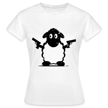 Mouton avec revolver - T-shirt Femme - blanc - Devant - AI Model Female 172 dark (172cm)