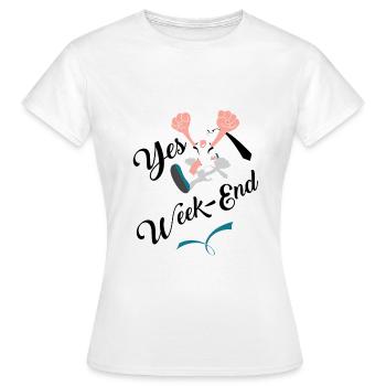 Yes week end t shirt week-end - T-shirt Femme - blanc - Devant - AI Model Female 172 dark (172cm)