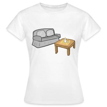 Wohnen Symbol Tisch Sofa Wohnzimmer - Frauen T-Shirt - Weiß - Vorne - AI Model Female 172 dark (172cm)