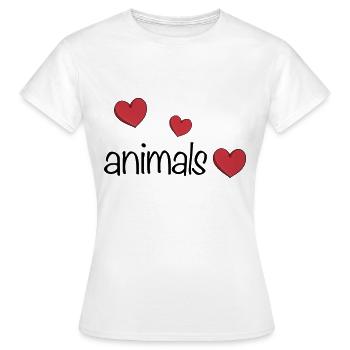 Animaux trois cœurs amour animal - T-shirt Femme - blanc - Devant - AI Model Female 172 dark (172cm)