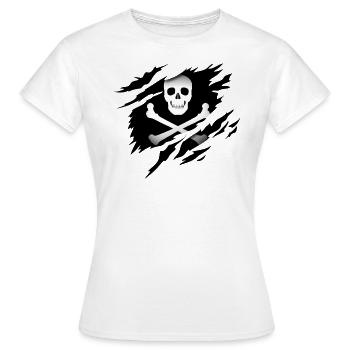 Jolly Roger Pirates dans l’âme - T-shirt Femme - blanc - Devant - AI Model Female 172 dark (172cm)