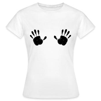 Hände Handabdrücke - Frauen T-Shirt - Weiß - Vorne - AI Model Female 172 dark (172cm)