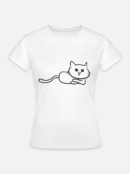 Katze cartoon süß liegend - Frauen T-Shirt - Weiß