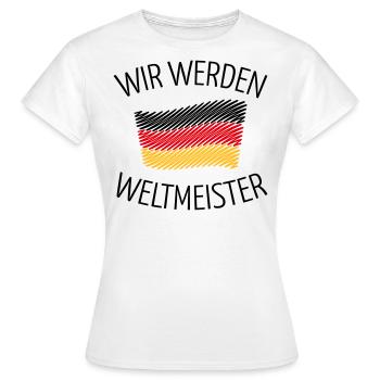 Wir Werden Weltmeister (Deutschlandflagge Skizze) - Frauen T-Shirt - Weiß - Vorne - AI Model Female 172 dark (172cm)