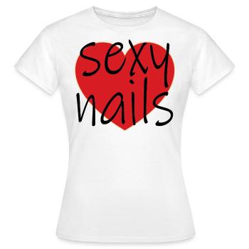 Ongles sexy avec Heart Nail Salon Gel Nails - T-shirt Femme - blanc - Devant - AI Model Female 172 dark (172cm)