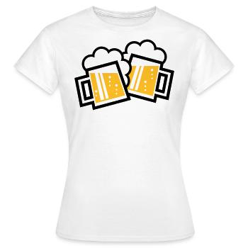 2 chopes à bière bavaroises toast (chopes à bière 2C) - T-shirt Femme - blanc - Devant - AI Model Female 172 dark (172cm)