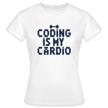 Le codage est mon cardio | Programmeur rétro 8 bits - T-shirt Femme - blanc - Devant - AI Model Female 172 dark (172cm)
