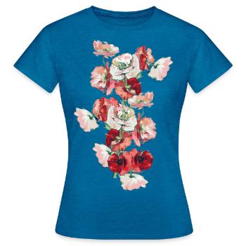 coquelicots - T-shirt Femme - bleu saphir antique chiné - Devant - AI Model Female 172 dark (172cm)