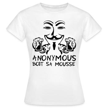 anonymous boit mousse biere alcool humou - T-shirt Femme - blanc - Devant - AI Model Female 172 dark (172cm)