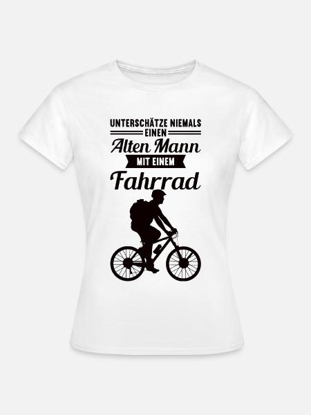 Unterschätze niemals einen alten Mann mit Fahrrad - Frauen T-Shirt - Weiß