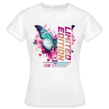 Geburtstag, 35 Jahre Frauen 1991 Schmetterling - Frauen T-Shirt - Weiß - Vorne - AI Model Female 172 dark (172cm)