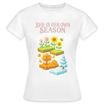 Sie ist ihre eigene Jahreszeit! - Frauen T-Shirt - Weiß - Vorne - AI Model Female 172 dark (172cm)