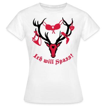 Hirsch mit Beute - ich will Spass! 2c - Frauen T-Shirt - Weiß - Vorne - AI Model Female 172 dark (172cm)
