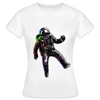 L'astronaute flotte dans l'espace - T-shirt Femme - blanc - Devant - AI Model Female 172 dark (172cm)