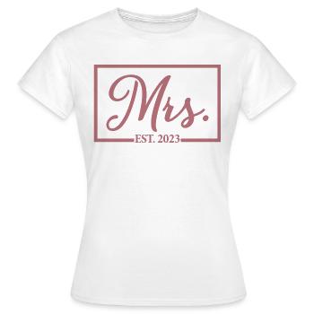 Mme Est. 2023 Fiançailles Mariage Douche nuptiale - T-shirt Femme - blanc - Devant - AI Model Female 172 dark (172cm)