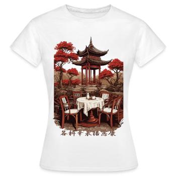 Café asiatique - T-shirt Femme - blanc - Devant - AI Model Female 172 dark (172cm)
