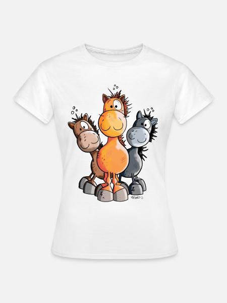 Pferdemädchen Pferde Cartoon - Frauen T-Shirt - Weiß