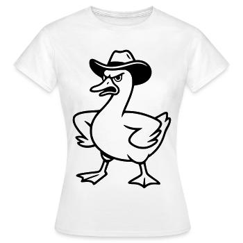 Lustige wütende Gans mit Cowboyhut - Frauen T-Shirt - Weiß - Vorne - AI Model Female 172 dark (172cm)