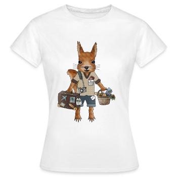 Eichhörnchen mit Koffer und Reisekarte - Frauen T-Shirt - Weiß - Vorne - AI Model Female 172 dark (172cm)