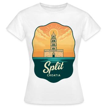 Geteiltes Diokletians Palac Vintage-Reiseabzeichen - Frauen T-Shirt - Weiß - Vorne - AI Model Female 172 dark (172cm)
