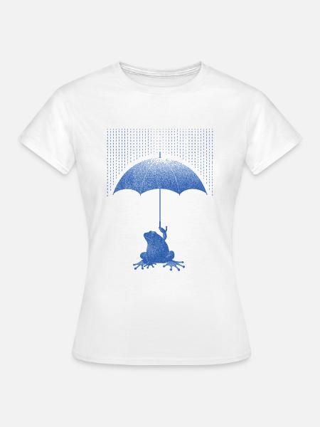 Frosch mit Regenschirm im Regen - Frauen T-Shirt - Weiß