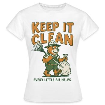 Keep It Clean Bear Clean-Grafik - Frauen T-Shirt - Weiß - Vorne - AI Model Female 172 dark (172cm)