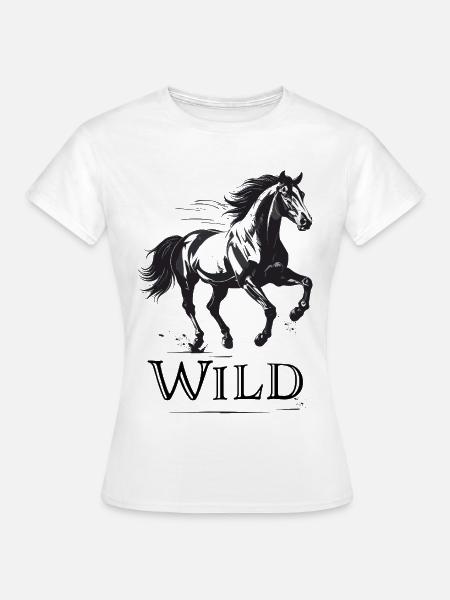 Wildes Pferd im Schwarzweiß - Frauen T-Shirt - Weiß