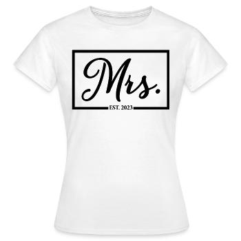Mme Est. 2023 Fiançailles Mariage Douche nuptiale - T-shirt Femme - blanc - Devant - AI Model Female 172 dark (172cm)