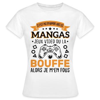 Mangas Jeux Video Bouffe Cadeau Humour - T-shirt Femme - blanc - Devant - AI Model Female 172 dark (172cm)