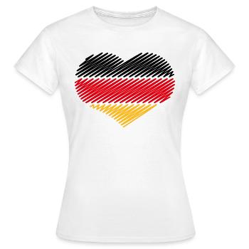 Coeur Noir Rouge Or (Croquis du drapeau de l’Allemagne) - T-shirt Femme - blanc - Devant - AI Model Female 172 dark (172cm)