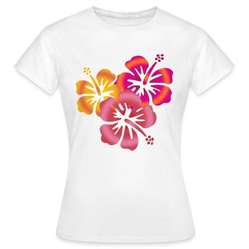 BALI fleurs d'hibiscus - T-shirt Femme - blanc - Devant - AI Model Female 172 dark (172cm)